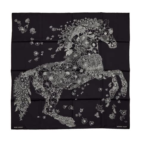 Hermès Black And White Silk Robe Legere Scarf 90 .